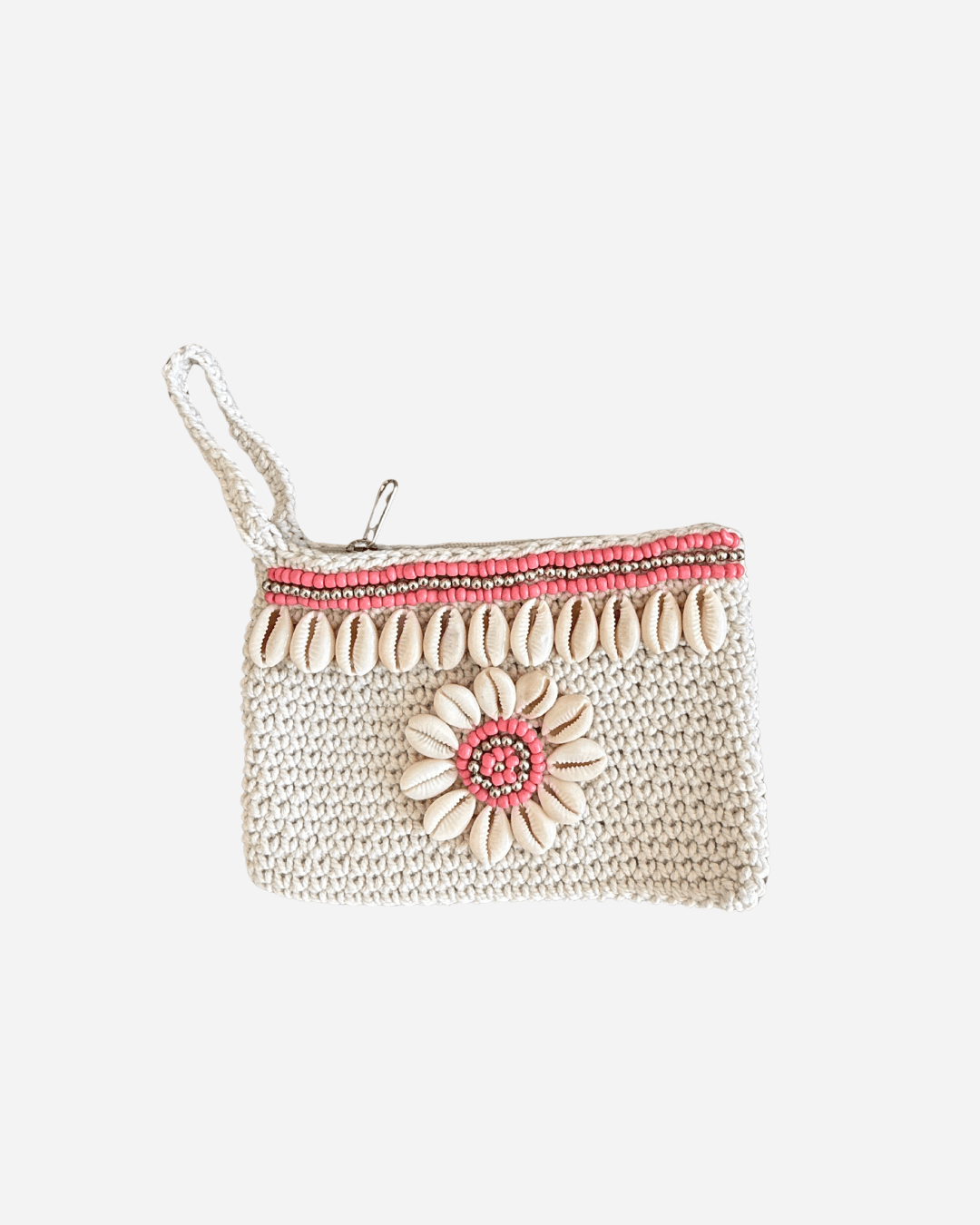Gehäkelte Bali Tasche mit Muscheln - Peach - YUYA Studios