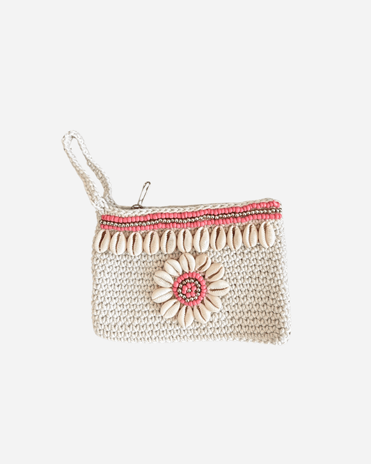 Gehäkelte Bali Tasche mit Muscheln - Peach - YUYA Studios