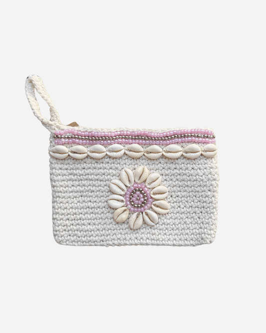 Gehäkelte Bali Tasche mit Muscheln - Pink - YUYA Studios