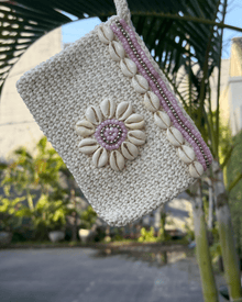 Gehäkelte Bali Tasche mit Muscheln - Pink - YUYA Studios