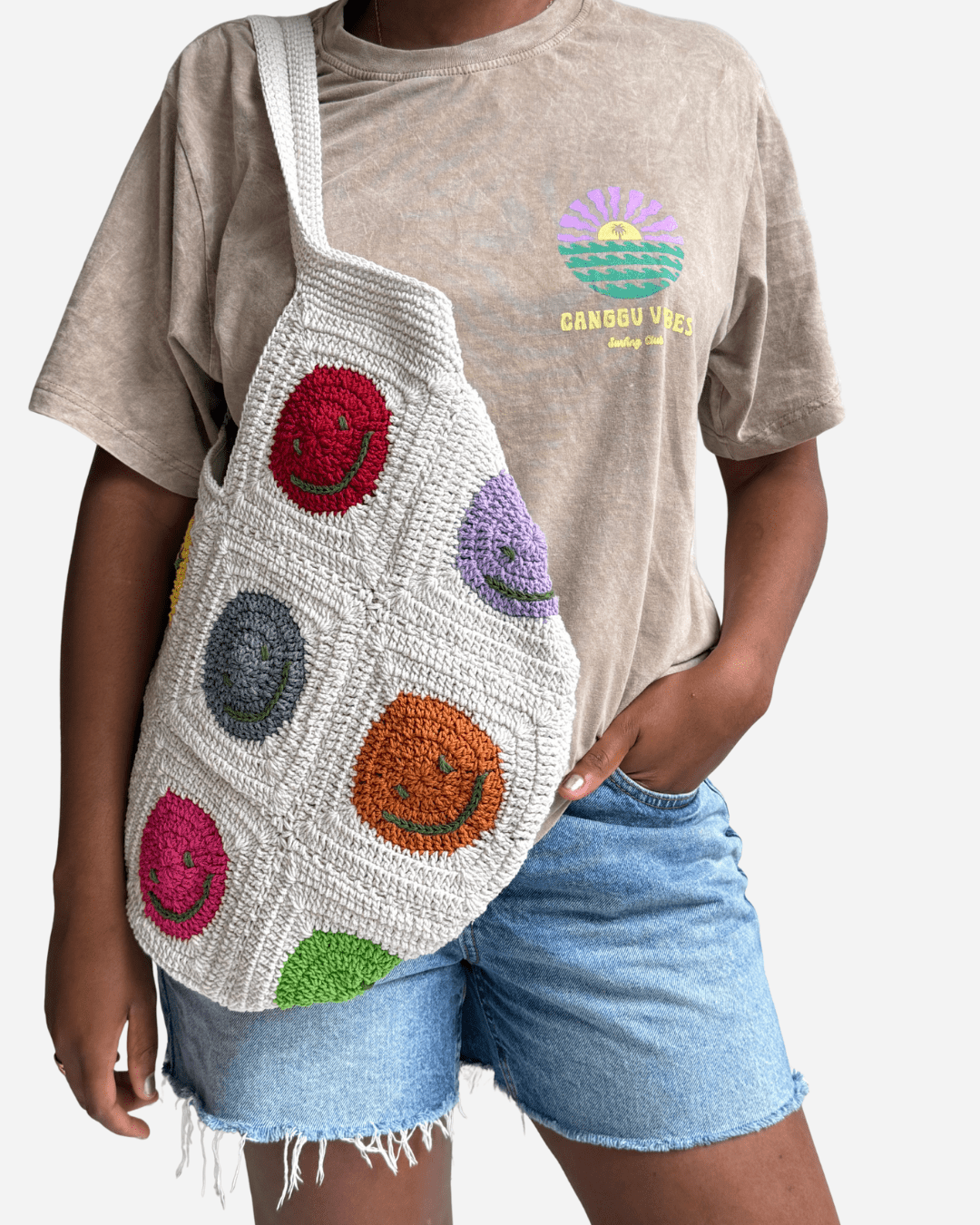 Granny Square Smiley Tasche - Bali Bag - YUYA Studios