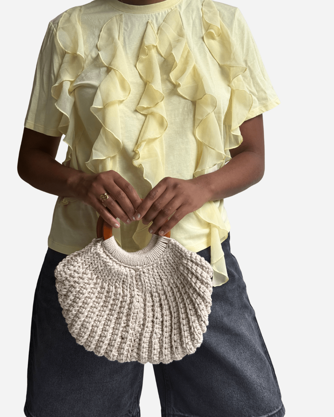 Makrame Clutch - Muscheltasche mit Holzgriff 🐚 - YUYA Studios
