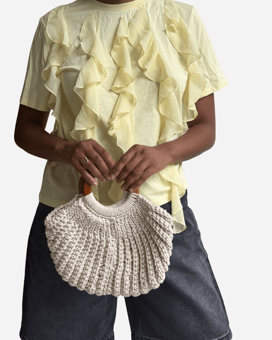 Makrame Clutch - Muscheltasche mit Holzgriff 🐚 - YUYA Studios