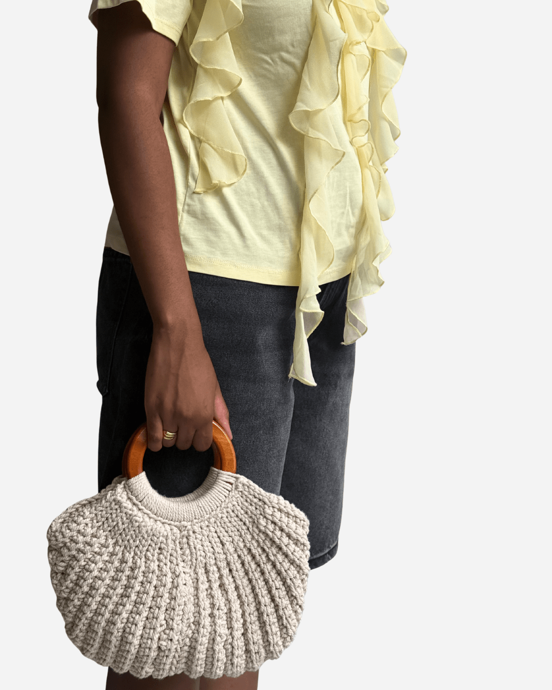 Makrame Clutch - Muscheltasche mit Holzgriff 🐚 - YUYA Studios