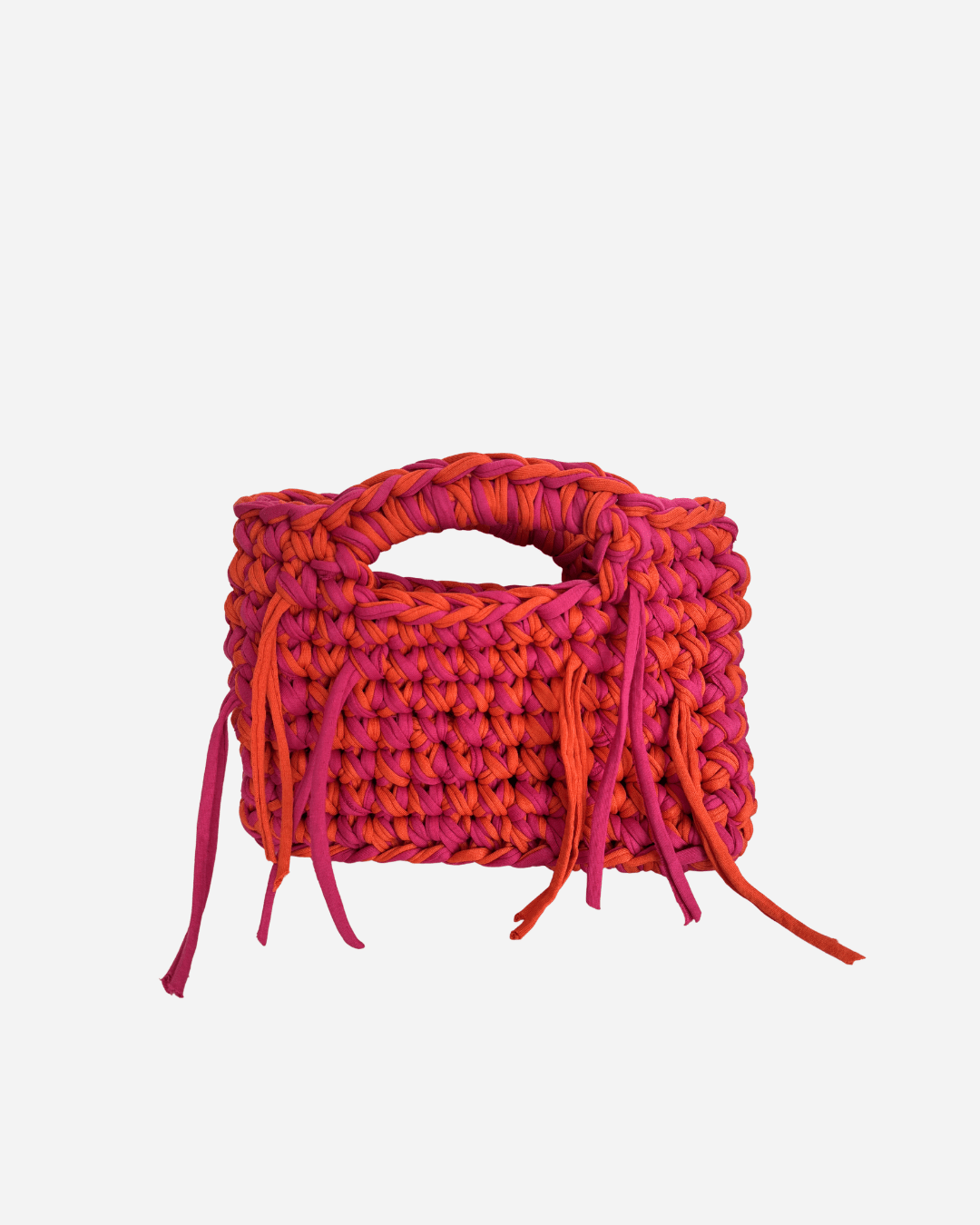 Handgemachte Häkeltasche mit Fransen - Gigi Bag „Fuchsia/Orange“ - YUYA Studios