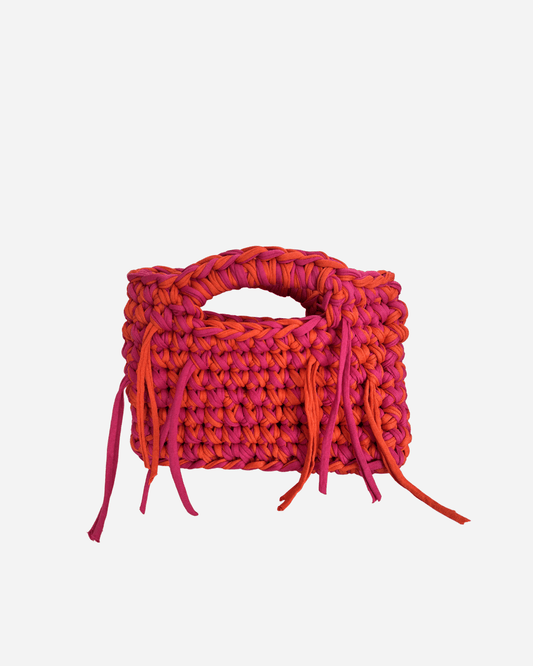 Handgemachte Häkeltasche mit Fransen - Gigi Bag „Fuchsia/Orange“ - YUYA Studios