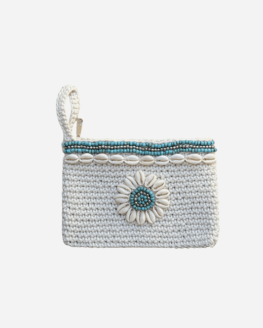 Gehäkelte Bali Tasche mit Muscheln - Blau - YUYA Studios