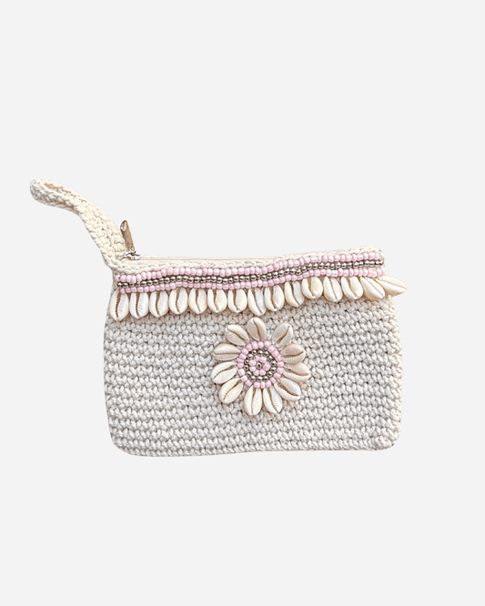 Gehäkelte Bali Tasche mit Muscheln - Rosa - YUYA Studios