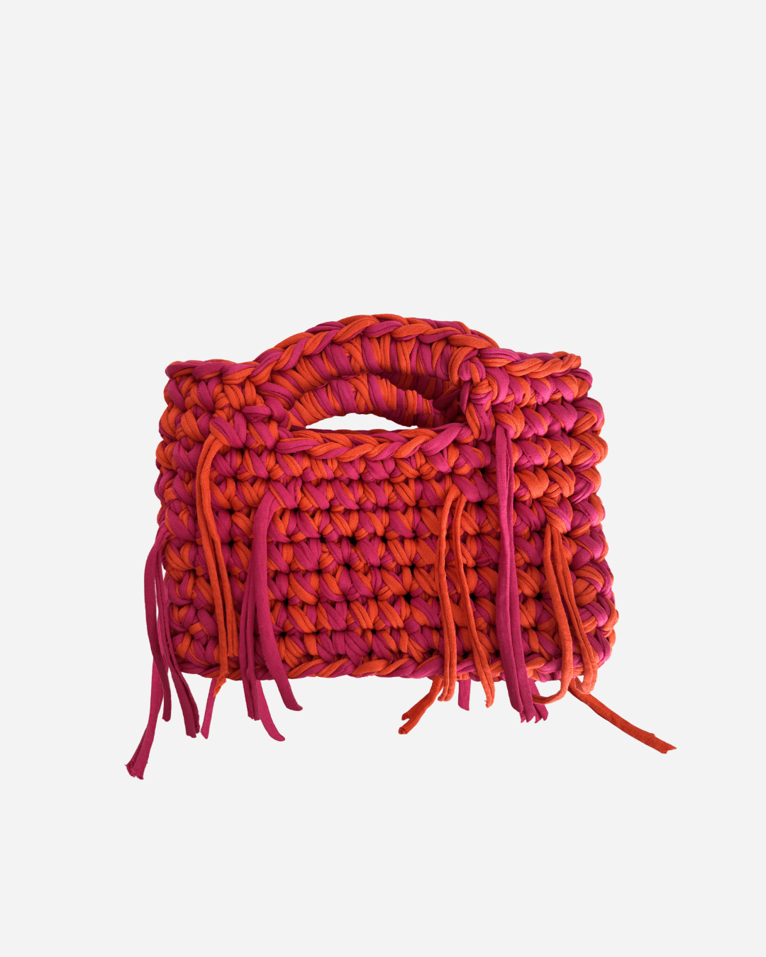Handgemachte Häkeltasche mit Fransen - Gigi Bag „Fuchsia/Orange“ - YUYA Studios