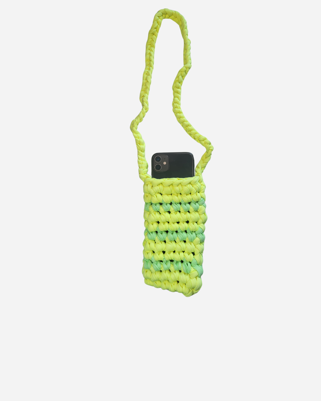 Trendy crochet handytasche, handyhuelle, Smartphone bag neon