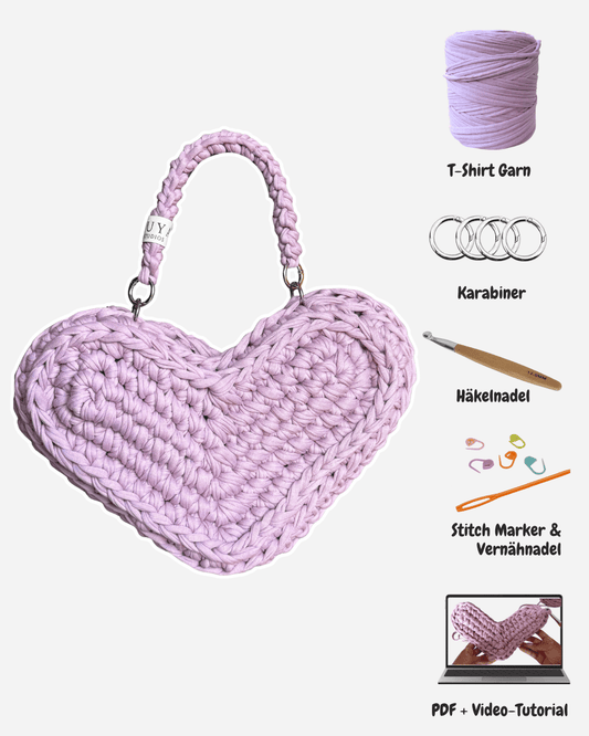 Herz-Tasche Häkelset - YUYA STUDIOS
