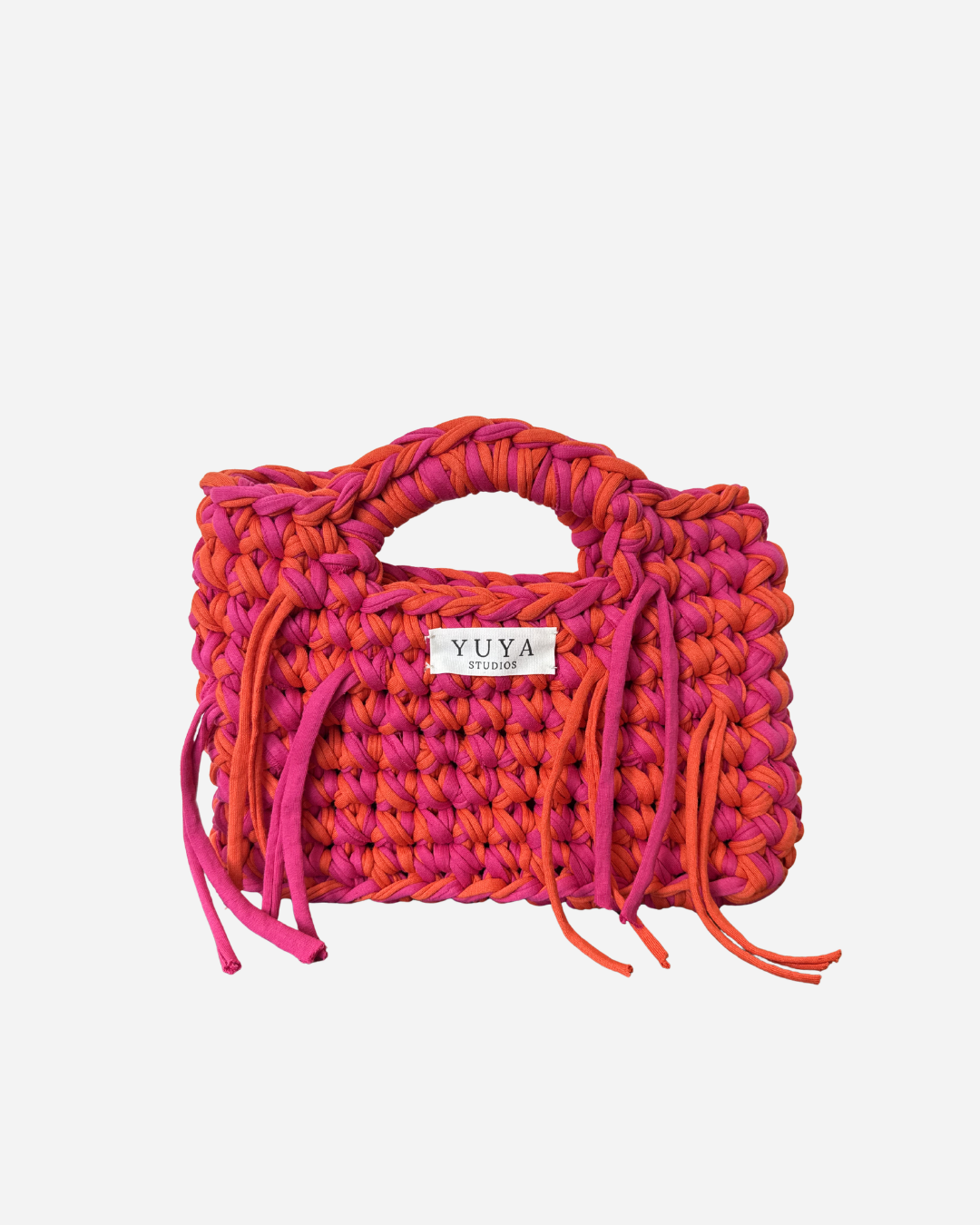 Handgemachte Häkeltasche mit Fransen - Gigi Bag „Fuchsia/Orange“ 🍊