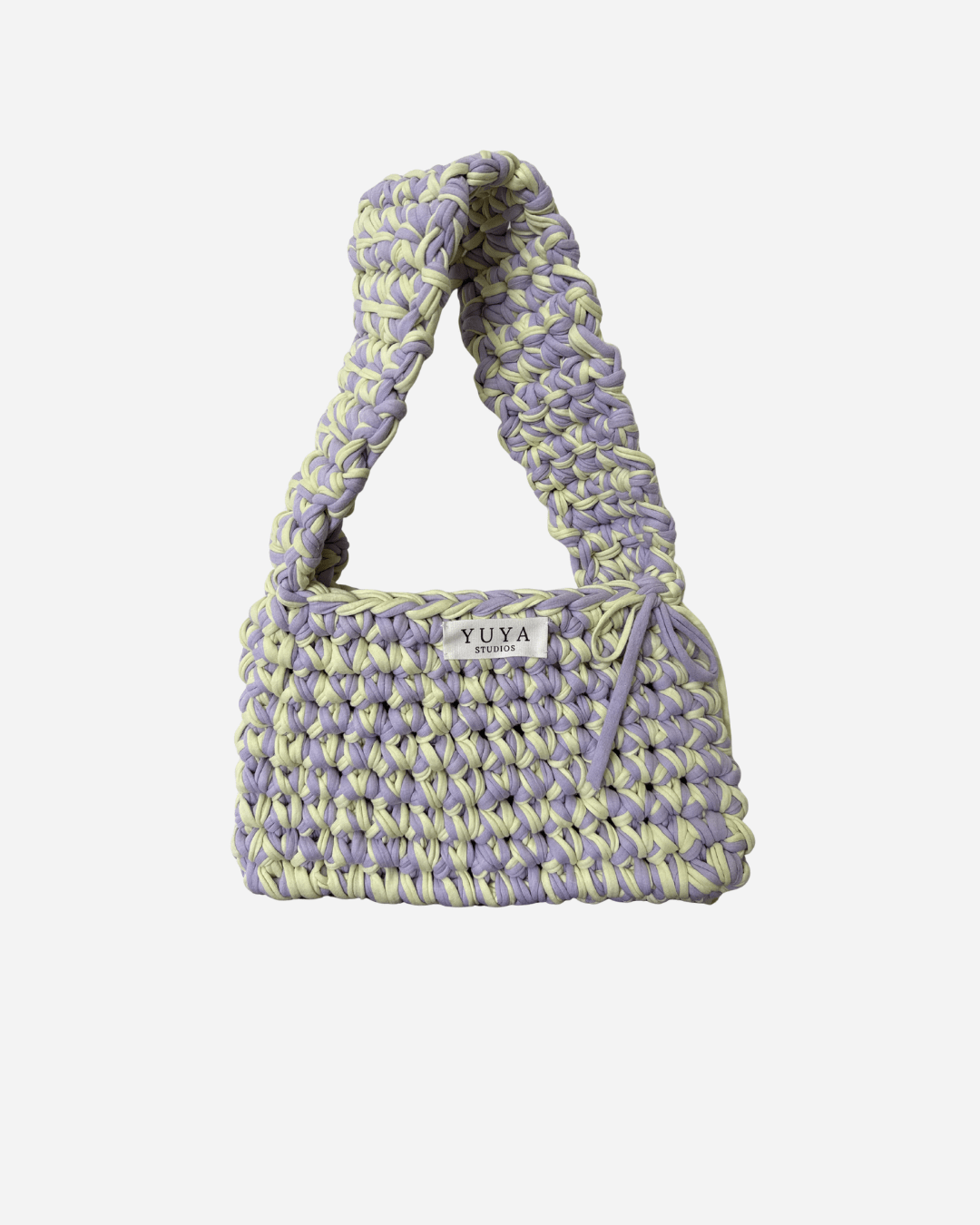 Gehäkelte Schultertasche - Alara Bag „Lila & Zitrone“ 💿 - YUYA Studios