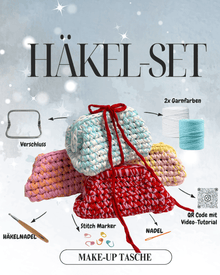 Häkel - Set - Make - Up Tasche mit T-Shirt Garn - YUYA Studios